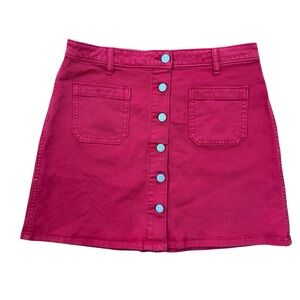 GAP Women’s Red Denim Button-Front Skirt Size 29 Stretch‎ Cotton Blend